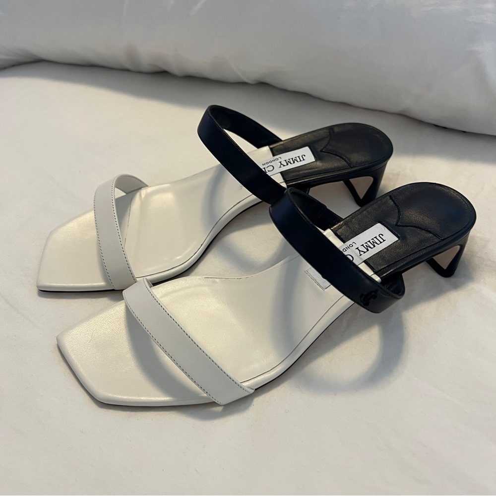 Jimmy Choo kitten heels color block black and white size 39.5